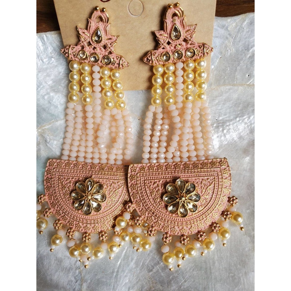 Long indian chandelier style meenakari earrings